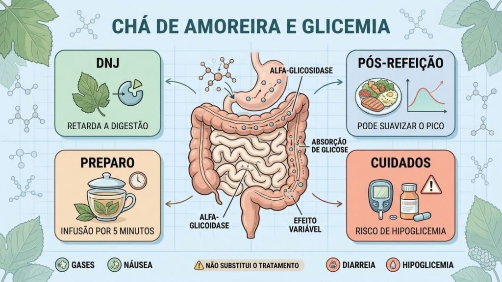 DNJ, preparo correto, efeito pós-refeição e risco de hipoglicemia.