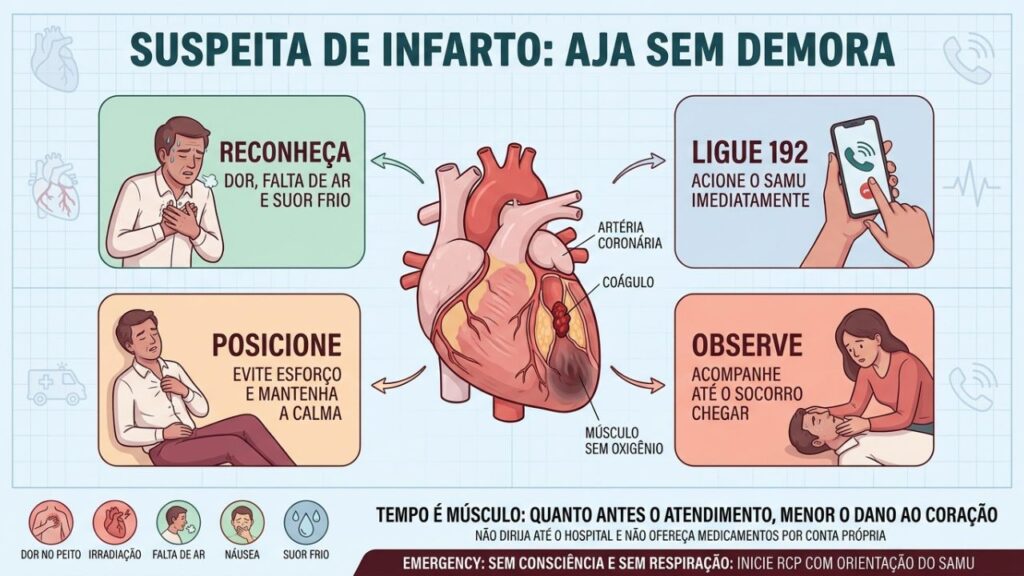 Reconhecer os sinais, ligar 192 e agir rápido protege o coração.