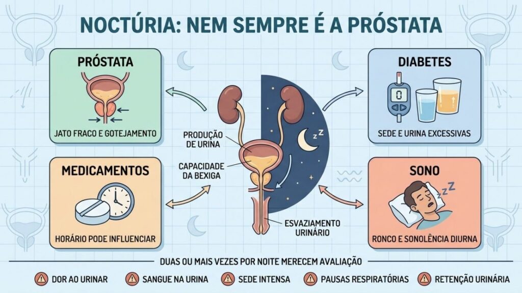 Quatro causas comuns ajudam a orientar a investigação da noctúria.
