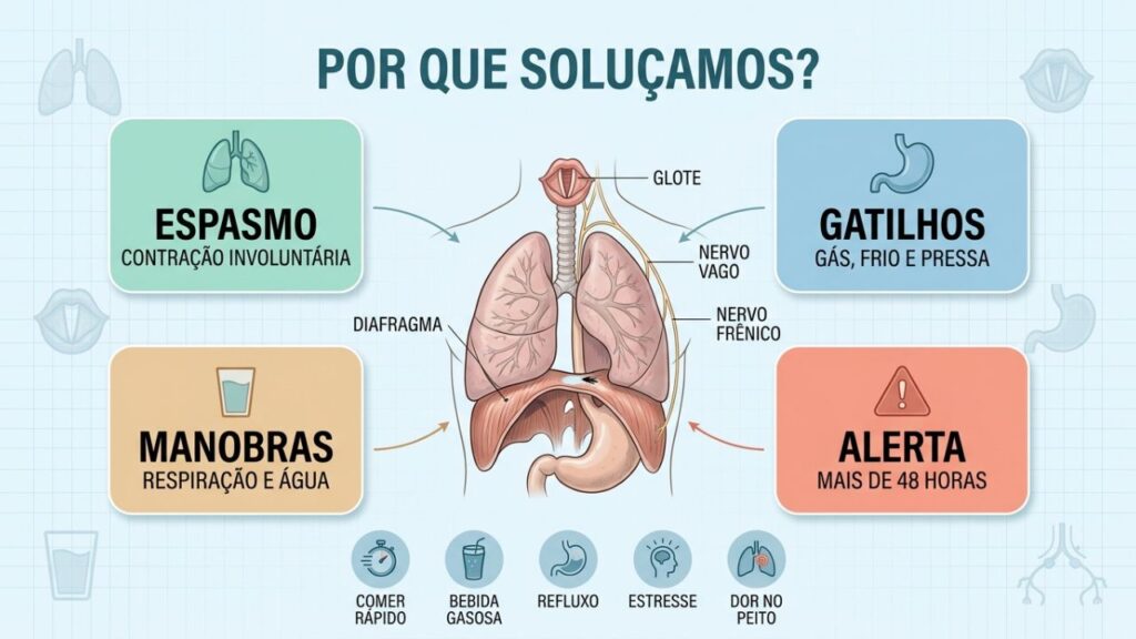 Gatilhos, diafragma e manobras seguras explicam como controlar o soluço.