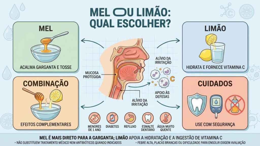 Mel, limão, combinação e cuidados definem o melhor uso para cada necessidade.