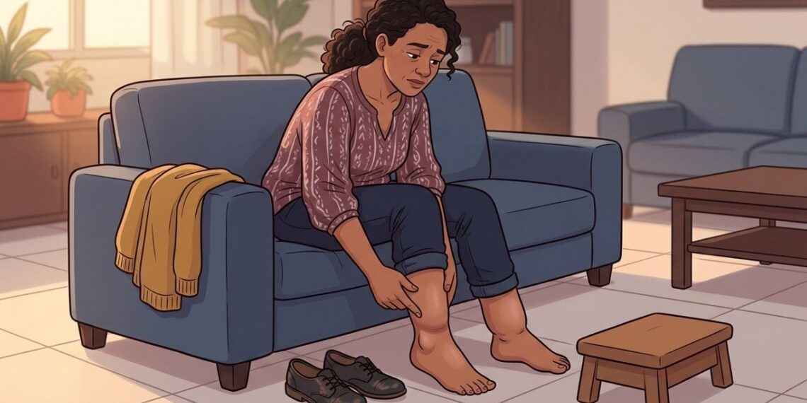 Pernas pesadas no fim do dia e marcas profundas de meia podem indicar dificuldade no retorno do sangue