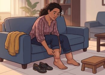 Pernas pesadas no fim do dia e marcas profundas de meia podem indicar dificuldade no retorno do sangue