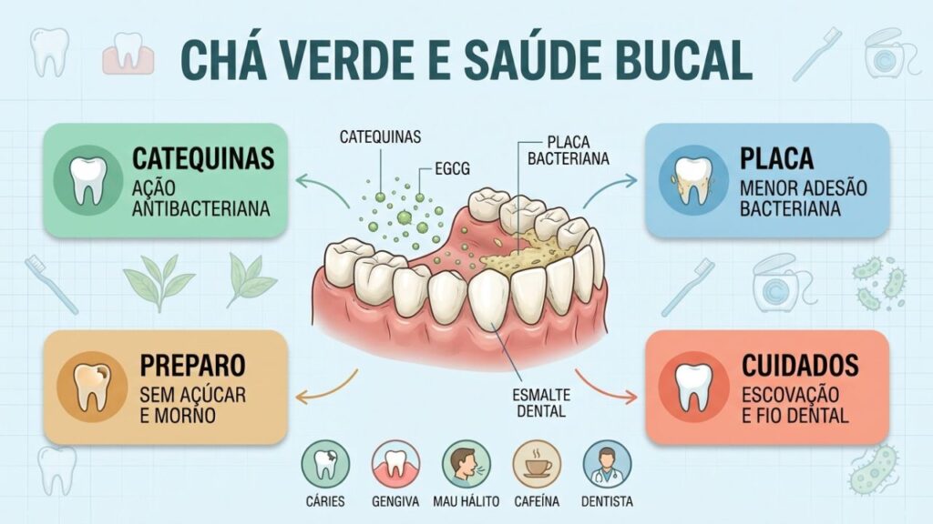 Catequinas, preparo correto e higiene bucal explicam os benefícios do chá verde.