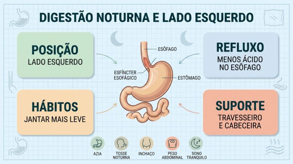 Quatro cuidados para melhorar digestão noturna, refluxo, sono e conforto abdominal.