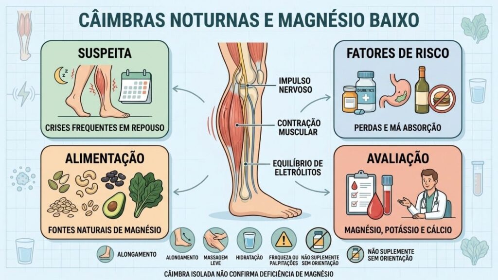 Frequência, fatores de risco, alimentação e exames orientam a investigação das câimbras.