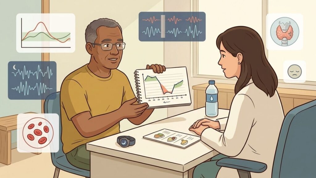 Registrar quando o cansaço aparece ajuda a orientar a investigação médica.