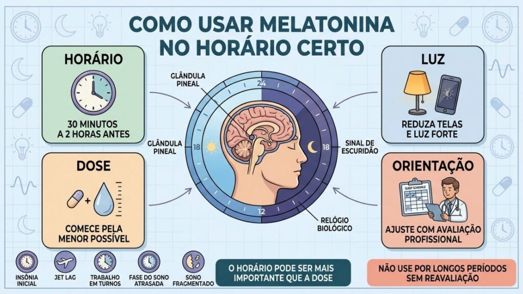 Horário, luz, dose e orientação determinam o uso adequado da melatonina.