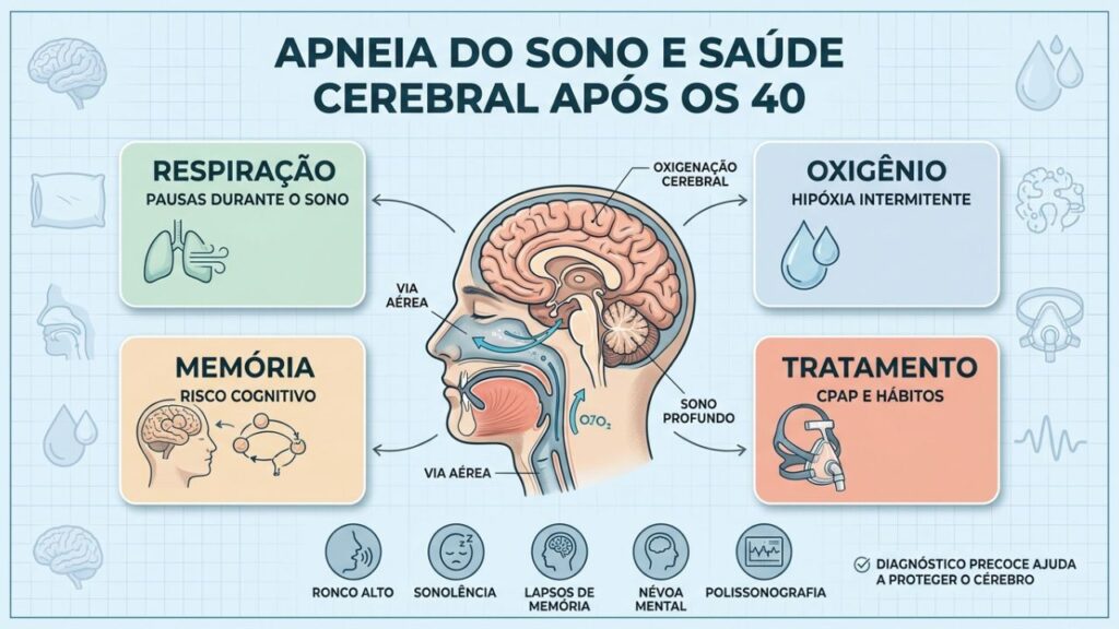 Respiração, oxigênio, memória e tratamento conectam apneia à saúde cerebral.