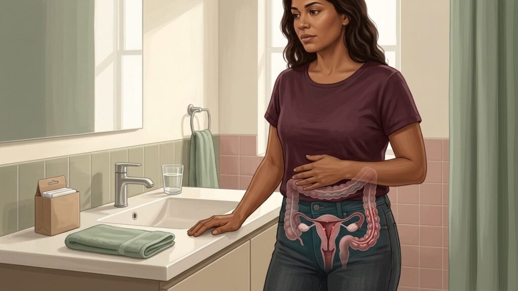 Progesterona e prostaglandinas ajudam a explicar constipação, gases e diarreia menstrual.