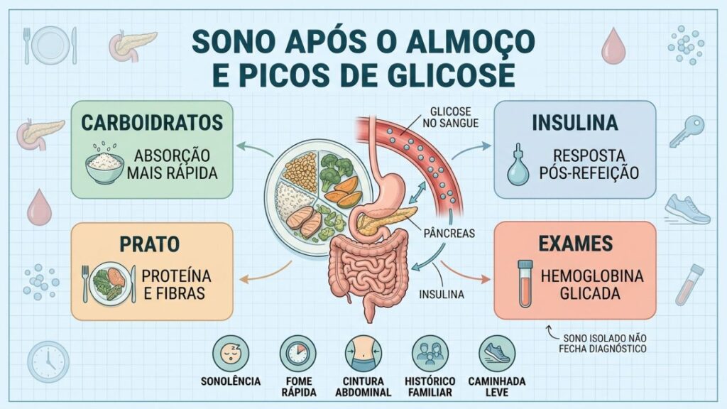 Carboidratos, insulina, fibras e HbA1c ajudam a investigar o cansaço.