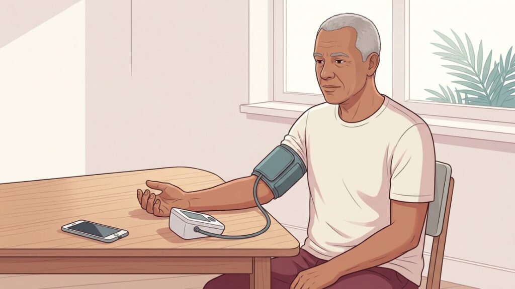 Braço apoiado na altura do coração melhora a precisão da aferição.