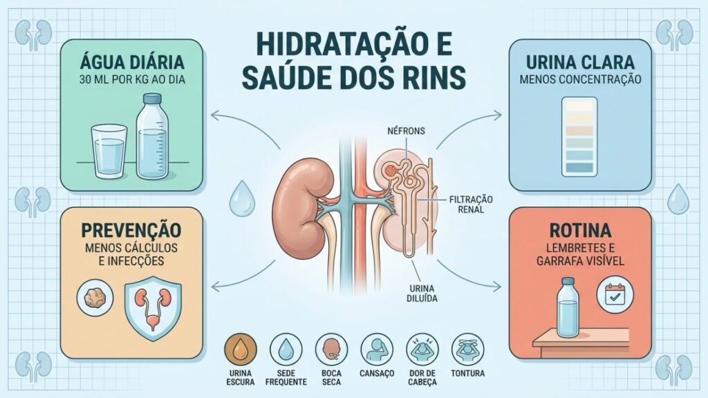 Quatro hábitos de hidratação ajudam a proteger a filtração dos rins.