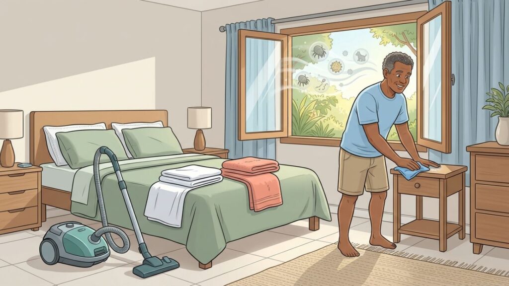 Reduzir poeira e ácaros favorece respiração, sono e disposição no cotidiano.