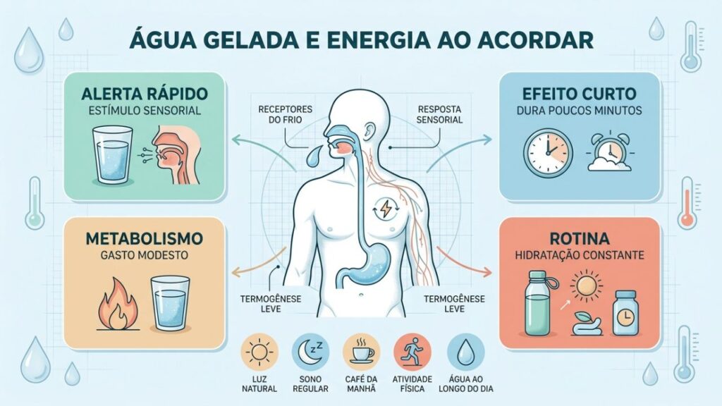 Entenda o efeito passageiro da água gelada e os hábitos que ajudam.