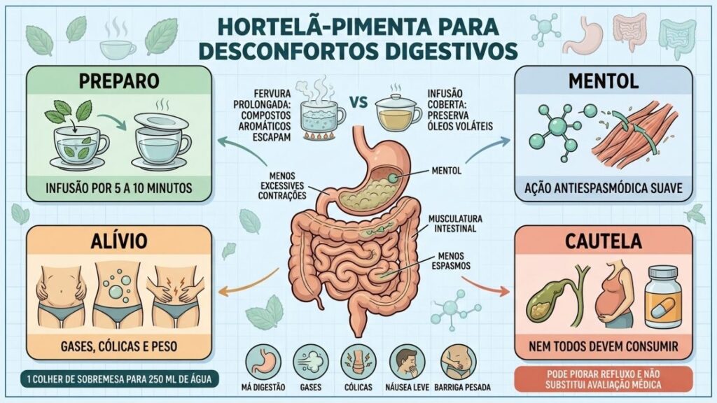 Preparo, mentol, benefícios e contraindicações orientam o uso da hortelã-pimenta.