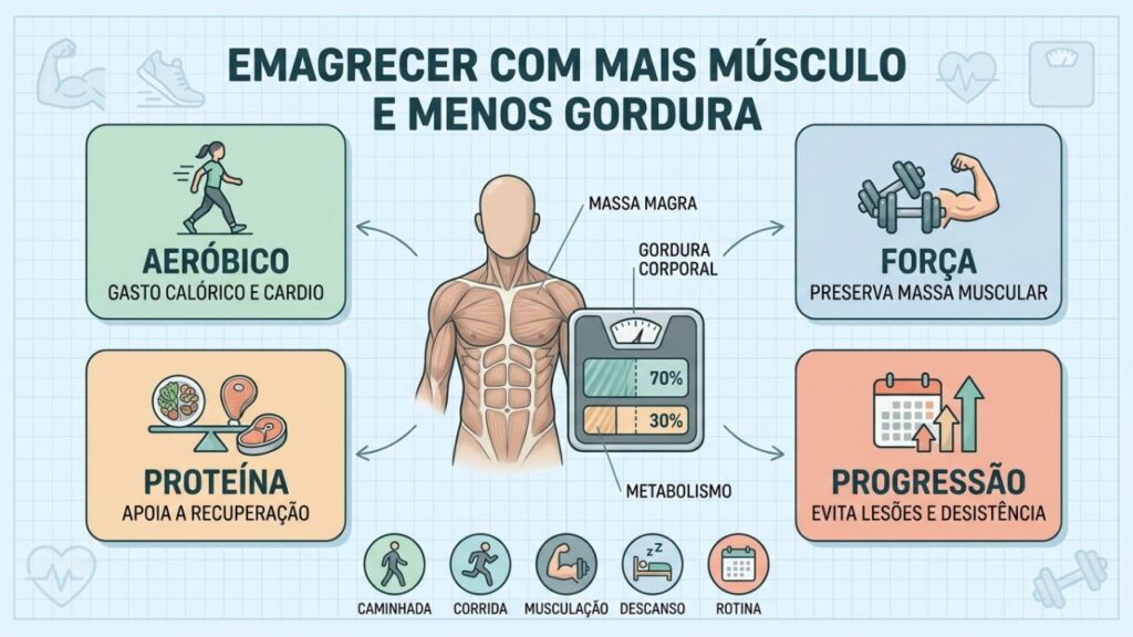 Quatro pilares para perder gordura sem abandonar músculos e funcionalidade.