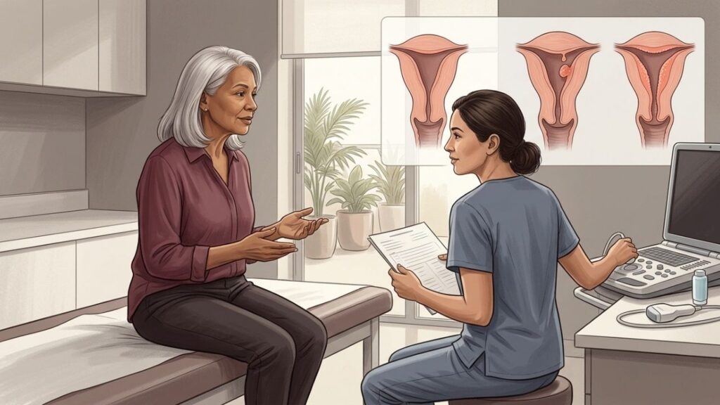 Sangramento pós-menopausa pode ter causa benigna, mas requer avaliação ginecológica.