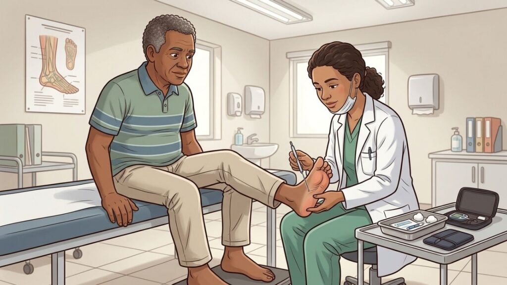 O teste do monofilamento identifica perda precoce da sensibilidade protetora.