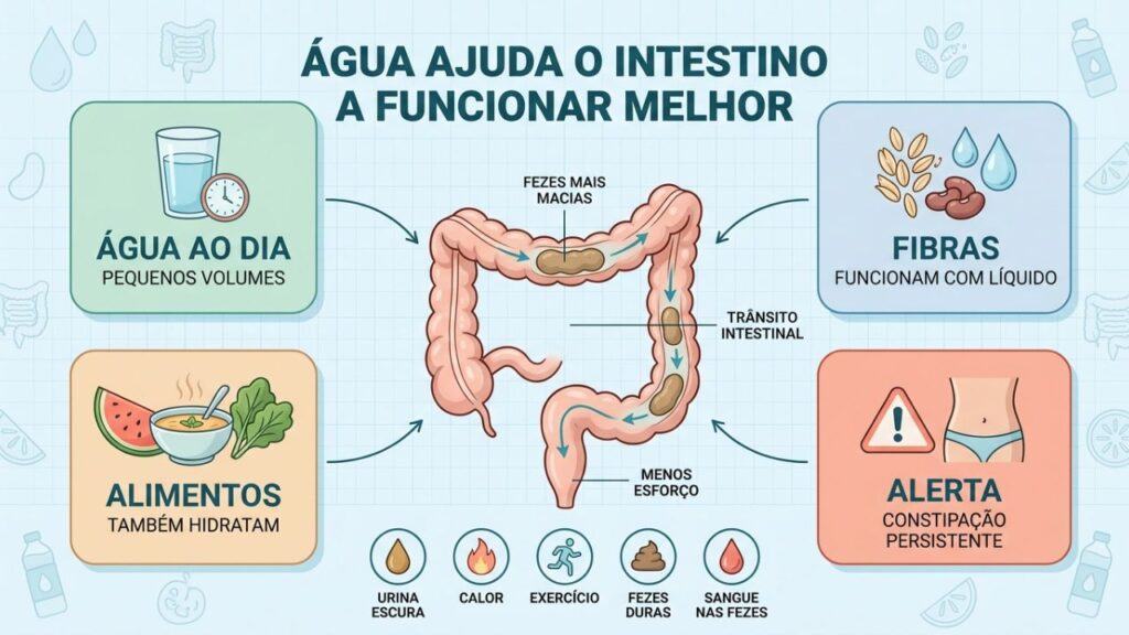 Quatro hábitos simples para apoiar hidratação e funcionamento intestinal.