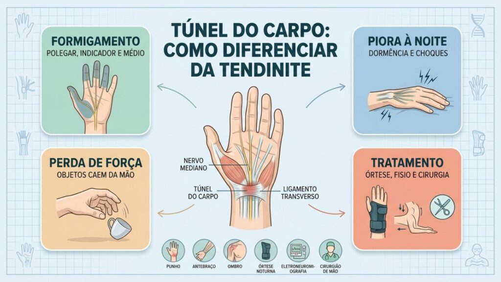Quatro sinais ajudam a diferenciar túnel do carpo de tendinite comum.