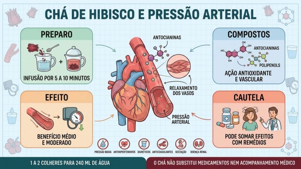 Preparo, compostos, efeito e cautelas orientam o consumo do chá de hibisco.