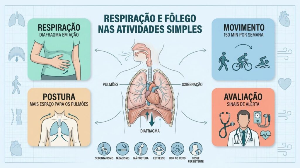 Quatro cuidados fortalecem respiração, postura e condicionamento no dia a dia.