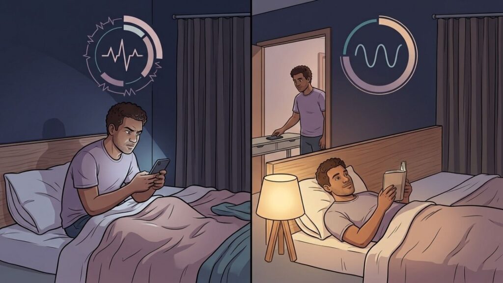 Trocar o celular por uma rotina calma favorece noites mais reparadoras.