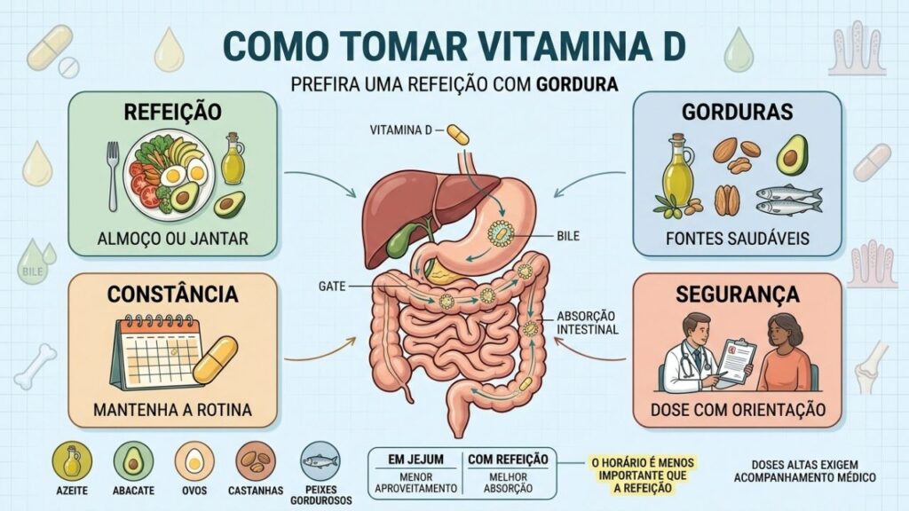 Refeição completa, gorduras saudáveis, constância e orientação melhoram a suplementação.