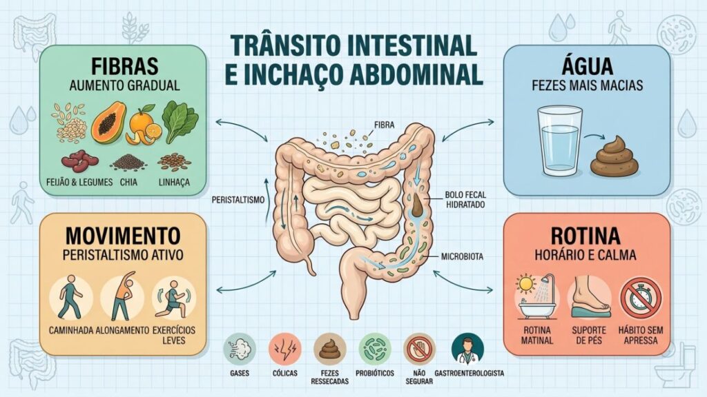 Quatro hábitos regulam o intestino e reduzem gases e inchaço.