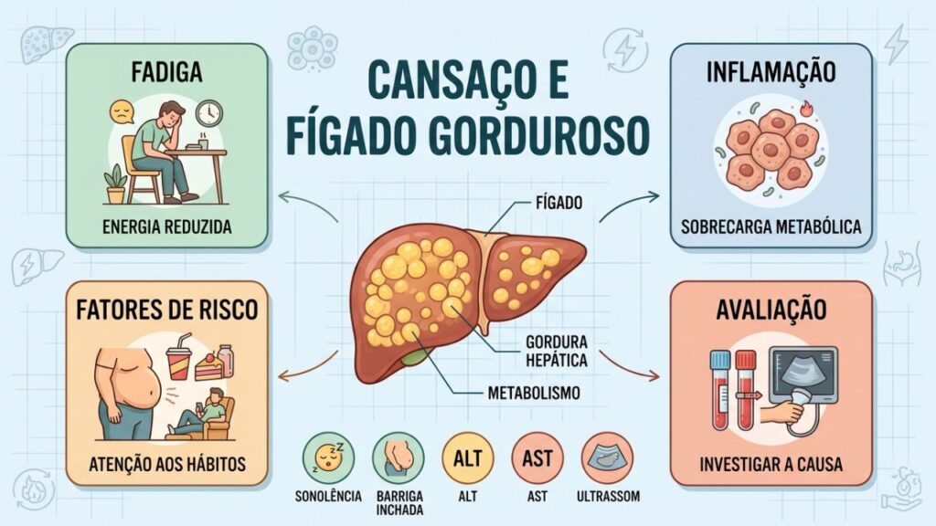 Fadiga, inflamação, fatores de risco e exames ajudam a identificar a esteatose.