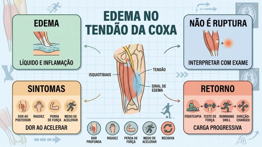Edema, sintomas e testes funcionais orientam a recuperação segura.
