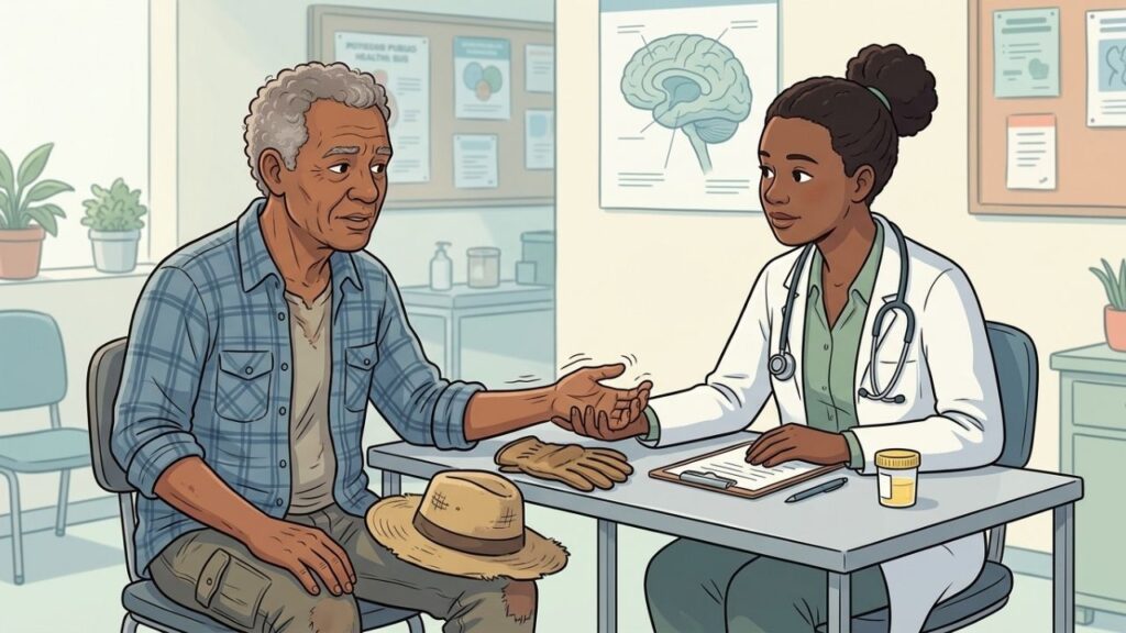 Exposição ocupacional a agrotóxicos pode estar associada ao risco de Parkinson.