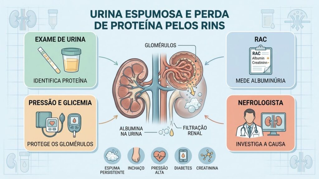 Urina, RAC, pressão e glicemia orientam o cuidado com os rins.