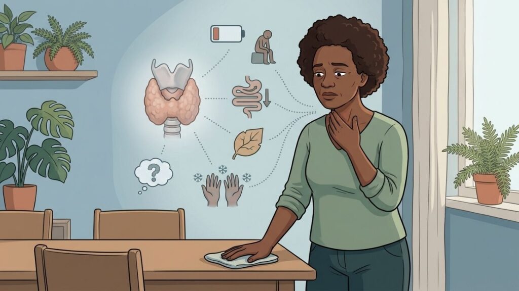 Uma tireoide menos ativa desacelera o metabolismo e reduz a disposição.