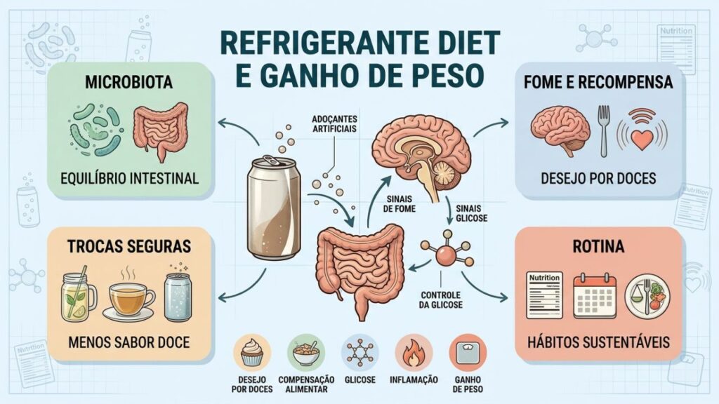 Microbiota, fome, trocas seguras e rotina explicam o impacto metabólico.