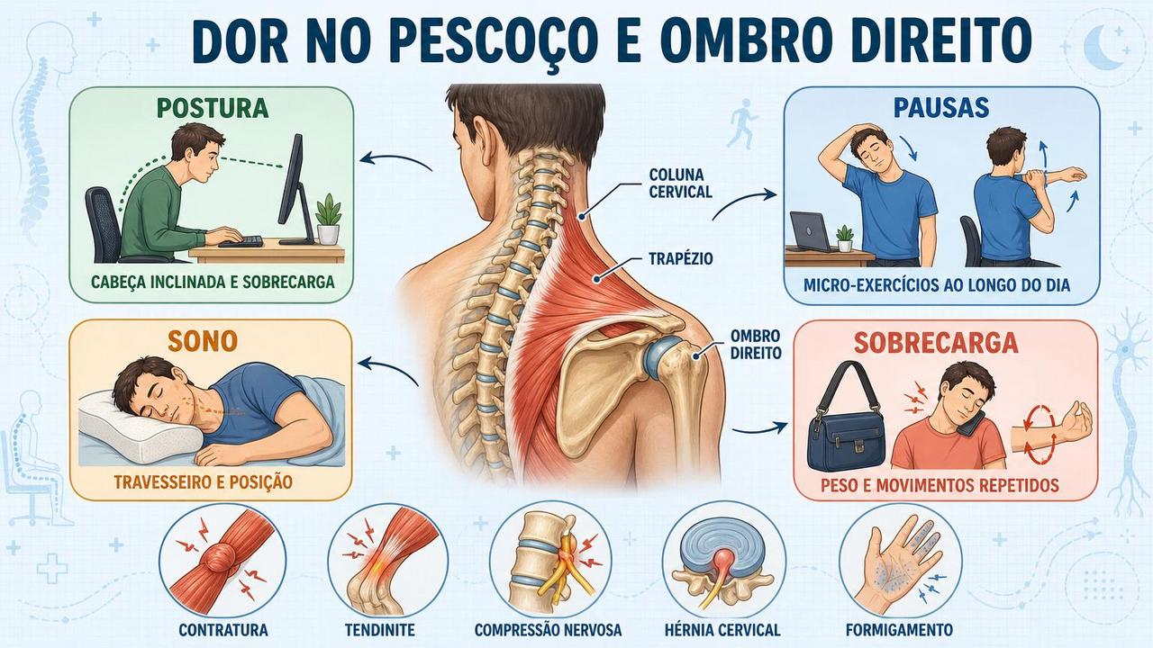 Postura, pausas, sono e sobrecarga influenciam a dor cervical e no ombro.