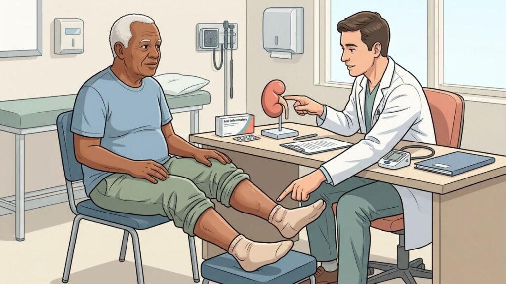 Avaliação médica ajuda a relacionar edema, pressão e uso de anti-inflamatórios.