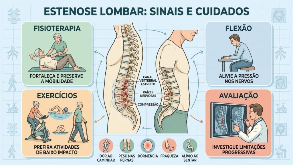 Fisioterapia, flexão, exercícios leves e avaliação ajudam a controlar a estenose.