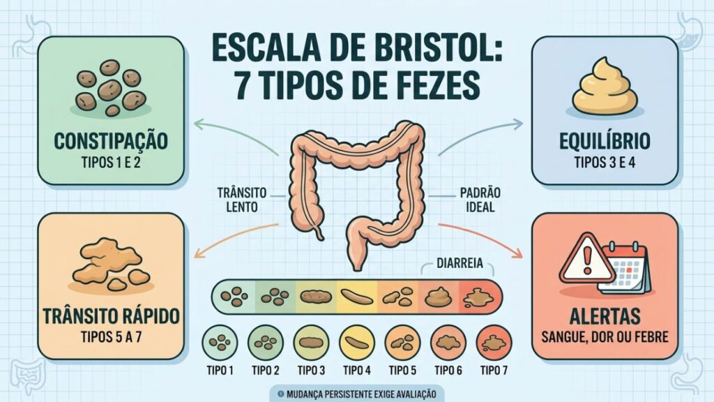 Sete tipos de fezes mostram o ritmo do trânsito intestinal.