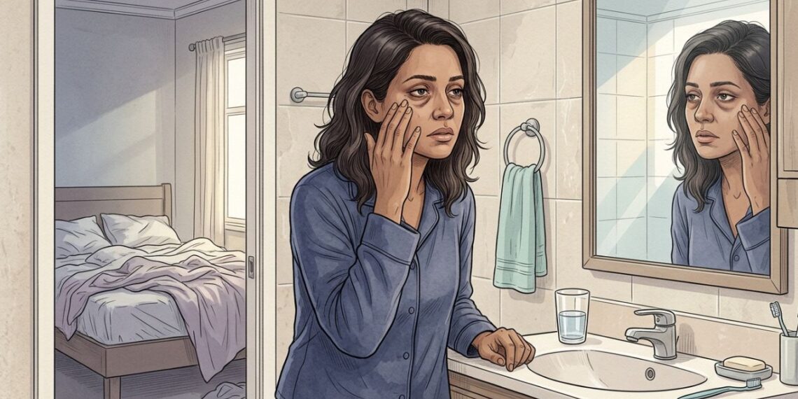 Acordar com o rosto inchado e olheiras marcadas com frequência pode ser um sinal precoce de má qualidade do sono ou alteração hormonal que pede investigação