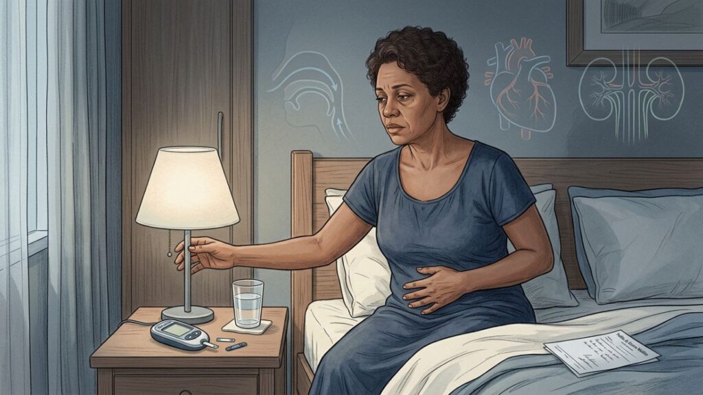 Noctúria recorrente merece investigação cardiovascular, metabólica e respiratória.