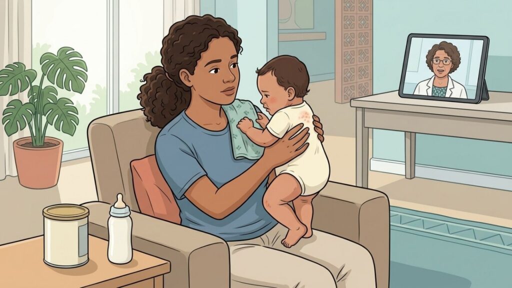 Reações na pele, intestino e respiração após mamadas exigem avaliação pediátrica.