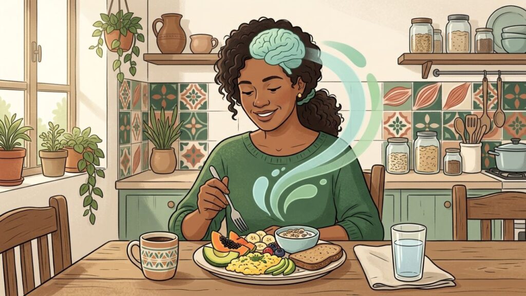 Proteína no café da manhã prolonga saciedade e apoia músculos.