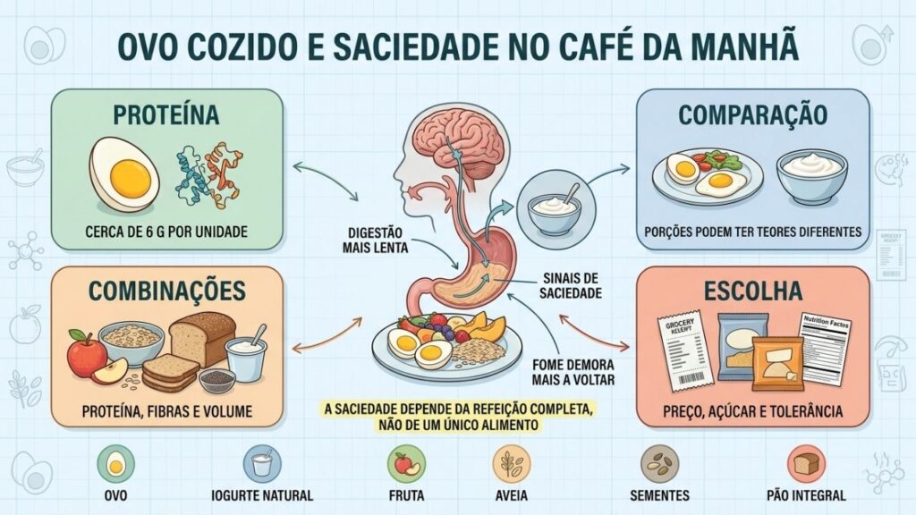 Proteína, fibras, porções e custo definem um café da manhã mais saciante.