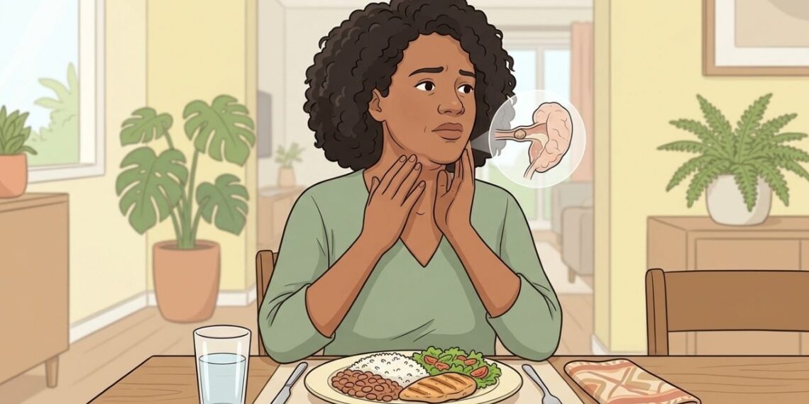A região embaixo da língua incha e dói sempre que você começa a comer? Uma pedra na glândula salivar pode explicar o padrão