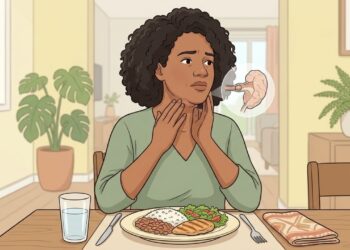 A região embaixo da língua incha e dói sempre que você começa a comer? Uma pedra na glândula salivar pode explicar o padrão