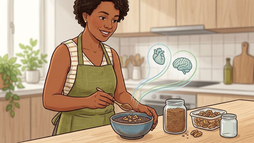 Fontes vegetais fornecem ALA, uma forma essencial de ômega-3.