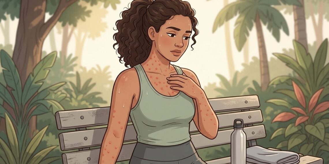 Bolinhas vermelhas e muita coceira surgem quando o corpo esquenta ou começa a suar? Pode ser urticária provocada pelo calor
