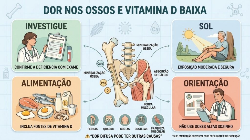 Exame, sol, alimentação e orientação protegem ossos e músculos com segurança.